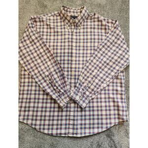 Lands' End XL 100% Cotton Men's Plaid Long Sleeve Traditional Fit Button Down